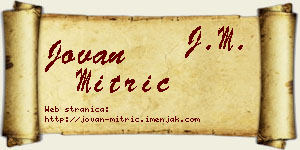 Jovan Mitrić vizit kartica